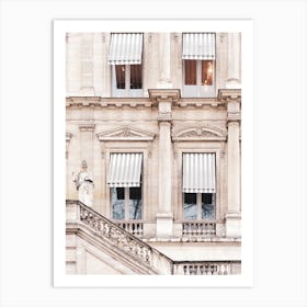 Paris Building With Striped Awnings Art Print