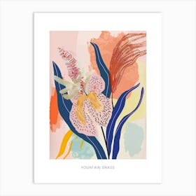 Colourful Flower Illustration Poster Fountain Grass 4 Art Print