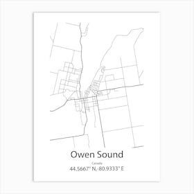 Owen Sound,Canada Minimalist Map Art Print