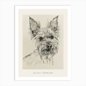 Silky Terrier Dog Line Sketch 1 Poster Art Print
