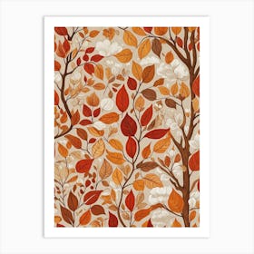 Autumn Leaves and Clouds 1 Art Print