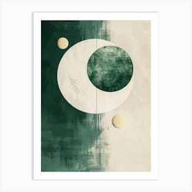 Moon sun minimal artwork in green Art Print