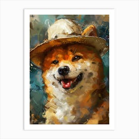 Oil Painting Smiling Shiba Inu 1 Art Print