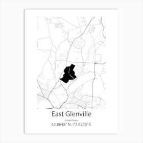 East Glenville,United States Minimalist Map Art Print