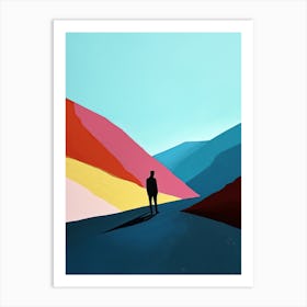 Man Walking Down A Road, Minimalism Art Print