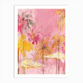 Palm Trees And Umbrellas Art Print