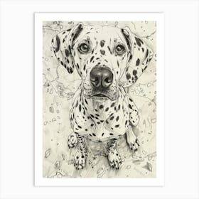 Dalmation Line Sketch 2 Art Print