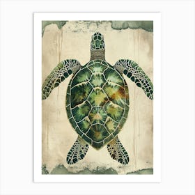 Vintage Sea Turtle Painting 3 Art Print