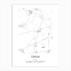 Uetze,Germany Minimalist Map Art Print