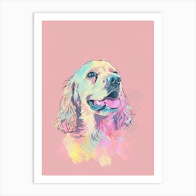 Cocker Spaniel Dog Pastel Line Illustration  1 Art Print