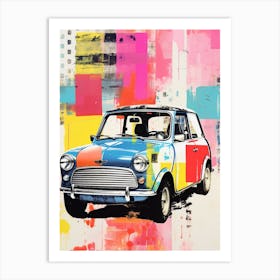 Mini Cooper Inspired Retro Vivid 3 Art Print