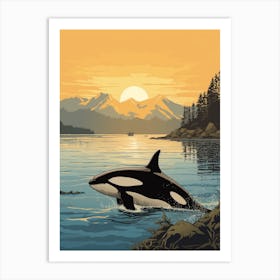 Orca Whale Swimming Art Print