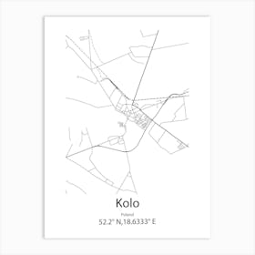 Kolo,Poland Minimalist Map Art Print