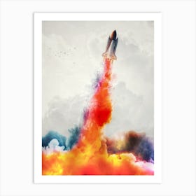 Colored Smoke From Rocket Launch 1 Art Print