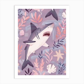 Purple Largetooth Cookiecutter Shark Illustration 4 Art Print