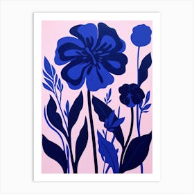 Blue Flower Illustration Carnation 3 Art Print