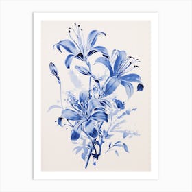 Blue Botanical Lily 2 Art Print