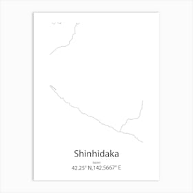 Shinhidaka,Japan Minimalist Map Art Print