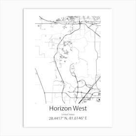 Horizon West,United States Minimalist Map Art Print