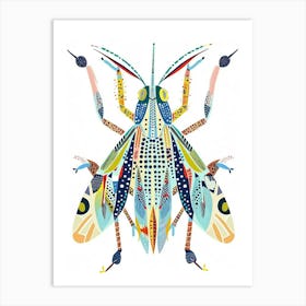 Colourful Insect Illustration Katydid 4 Art Print