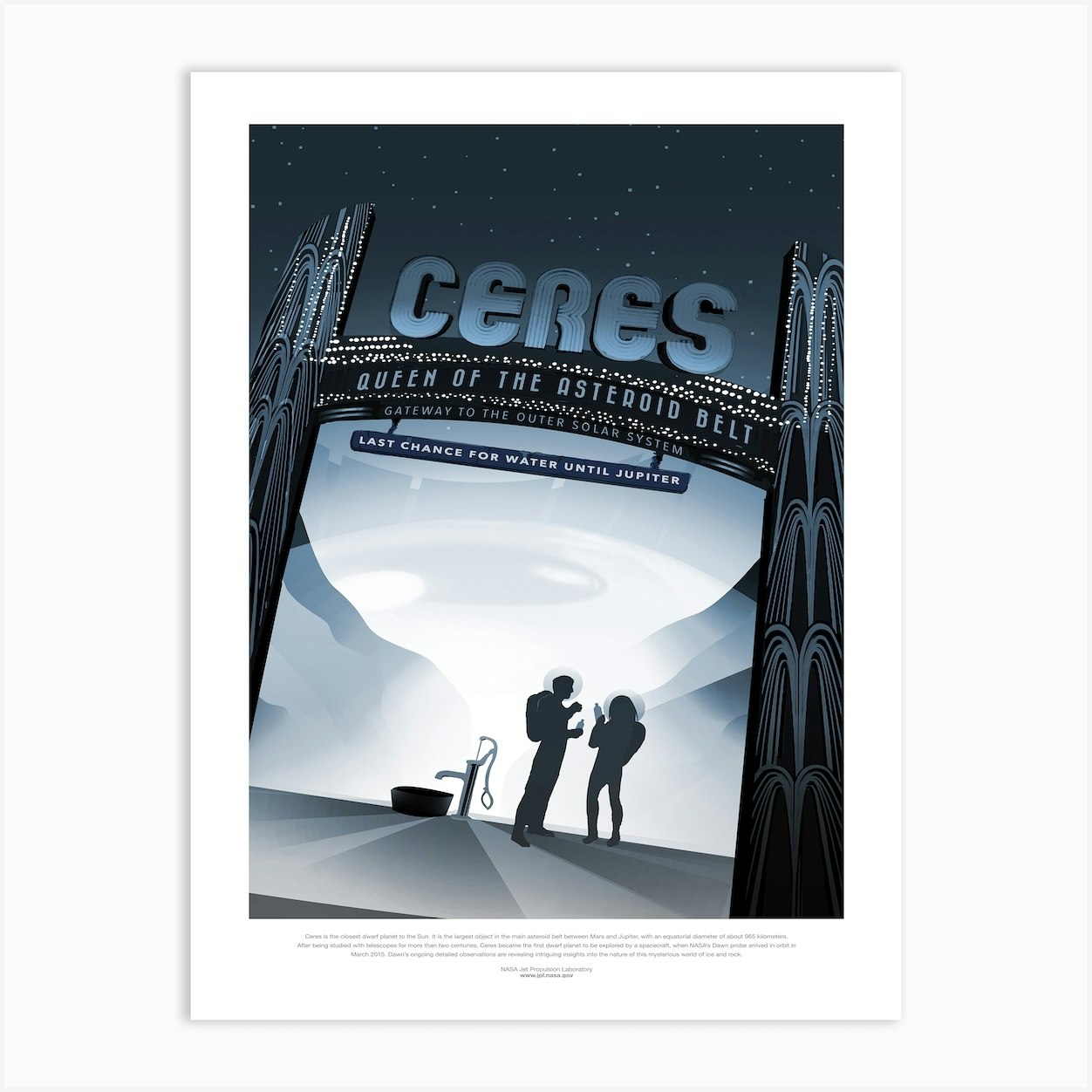 Ceres - Queen of the Asteroid Belt - NASA JPL Space Tourism Travel Poster Ceres - Queen of the Asteroid Belt - NASA JPL Space Tourism Travel Poster