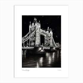 Tower Bridge London Pencil Sketch 1  Art Print