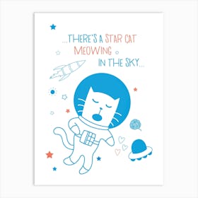 Cat in the sky Art Print