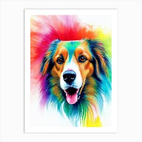 Collie Rainbow Oil Painting Dog Art Print
