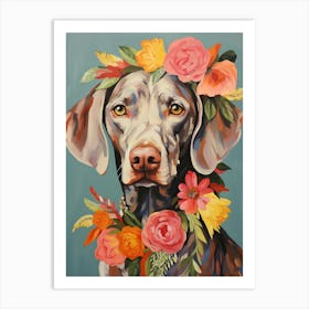 Weimaraner Portrait With A Flower Crown, Matisse Painting Style 1 Art Print