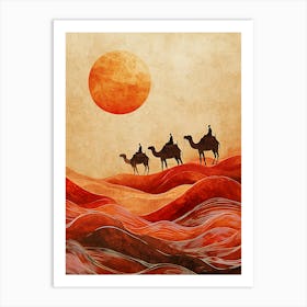 Desert Scene With Camels 2 Art Print