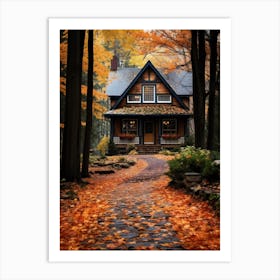 Autumn House In The Woods Art Print