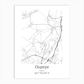 Oupeye,Belgium Minimalist Map Art Print