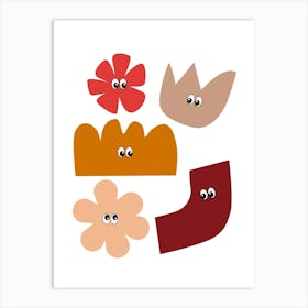 Friendly Shapes Red & Orange Art Print