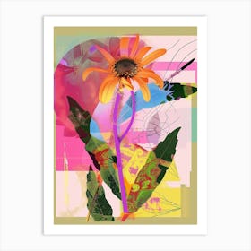 Daisy 1 Neon Flower Collage Art Print