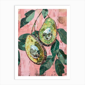 Disco Ball Avocado Tree Mosaic Painting Kitchen Art Print