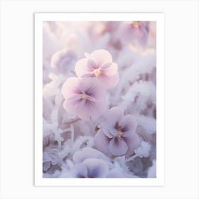 Frosty Botanical Winter Pansy Art Print