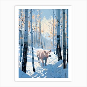 Winter Wild Boar 2 Illustration Art Print