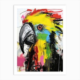 Graffiti Chronicles: Parrot Tales in Basquiat's World Art Print