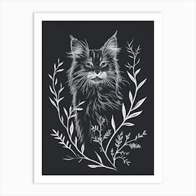 Norwegian Forest Cat Cat Minimalist Illustration 2 Art Print