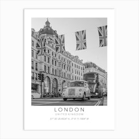 London Black And White Coordinates United Kingdom Art Print