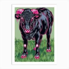 Bull With Pink Horns Art Print