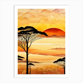 African Sunset Painting Art Print