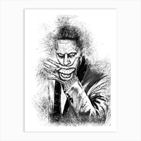 Joker Pencil Sketch Black Art Print