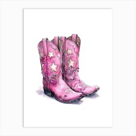 Pink Cowboy Boots 18 Art Print