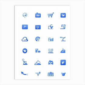 Blue Icons 1 Art Print