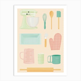 Kitchen Utensils Illustration Art Print