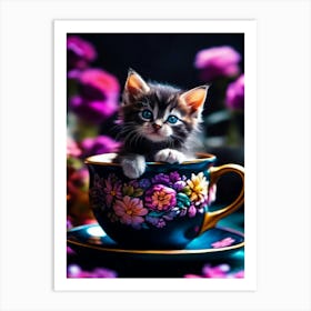 Kitten In A Teacup 3 Art Print