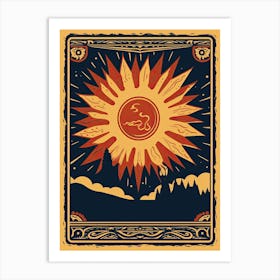 The Sun Tarot Card, Vintage 3 Art Print