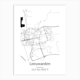 Leeuwarden,Netherlands Minimalist Map Art Print