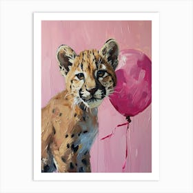 Cute Cougar 3 With Balloon Art Print